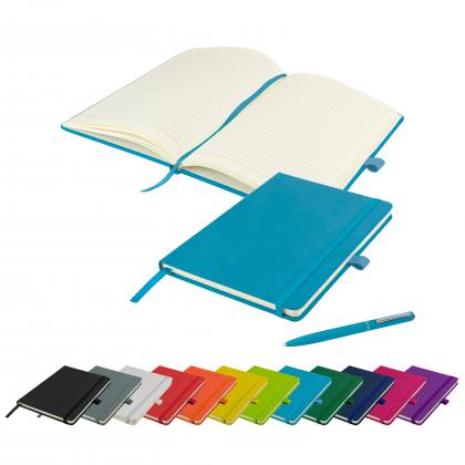 Watson A5 Budget Soft Touch PU Notebook & Pen Set in Teal