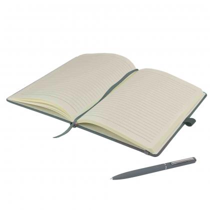 Watson A5 Budget Soft Touch PU Notebook & Pen Set in Grey