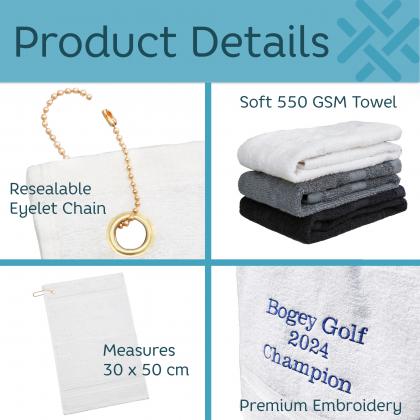 Aztex Eyelet and Chain Cotton Golf Towel
