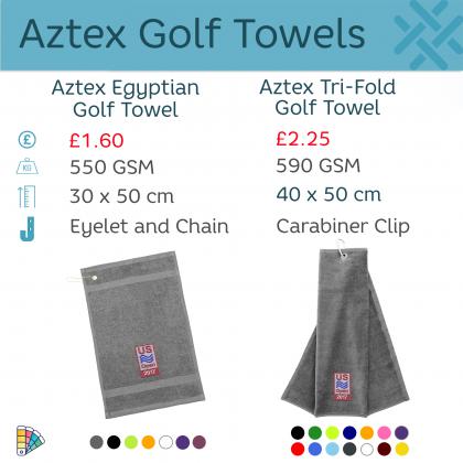 Aztex Eyelet and Chain Cotton Golf Towel