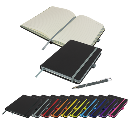 DeNiro Edge A5 Notebook and Pen Set in Grey