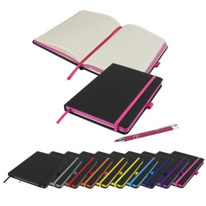 DeNiro Edge A5 Notebook and Pen Set in Pink