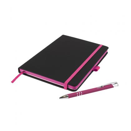 DeNiro Edge A5 Notebook and Pen Set in Pink