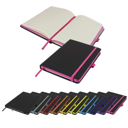 DeNiro Edge A5 Lined Soft Touch PU Notebook in Pink
