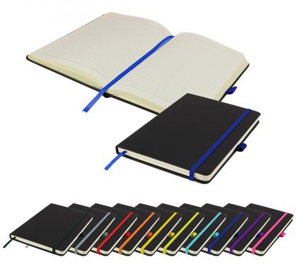 DeNiro A5 Lined Soft Touch PU Notebook in Navy