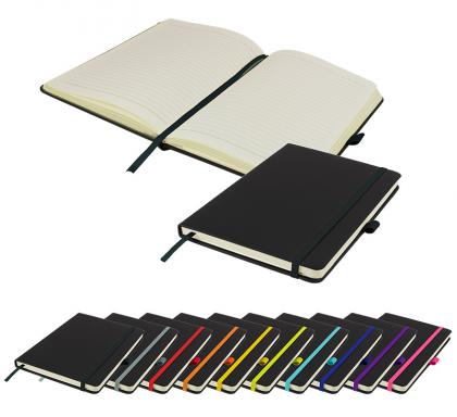 DeNiro A5 Lined Soft Touch PU Notebook in Black