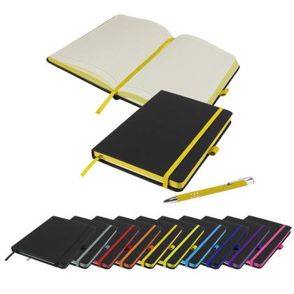 DeNiro Edge A5 Notebook and Pen Set in Yellow