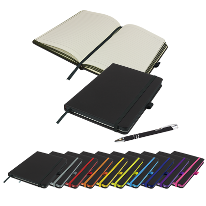 DeNiro Edge A5 Notebook and Pen Set in Black