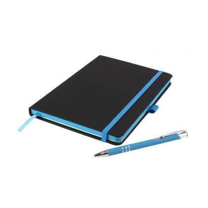 DeNiro Edge A5 Notebook and Pen Set in Cyan