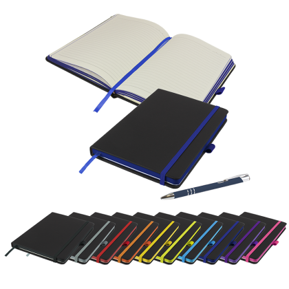 DeNiro Edge A5 Notebook and Pen Set in Navy