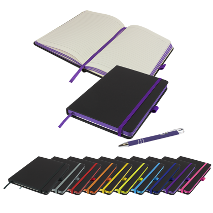 DeNiro Edge A5 Notebook and Pen Set in Purple