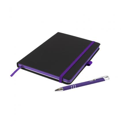 DeNiro Edge A5 Notebook and Pen Set in Purple