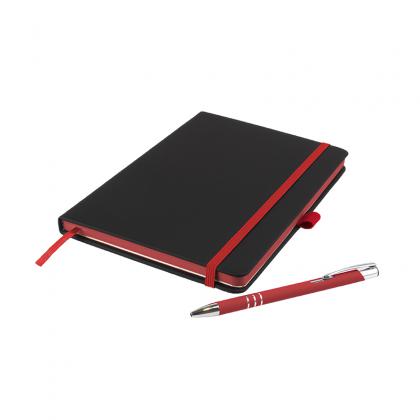 DeNiro Edge A5 Notebook and Pen Set in Red