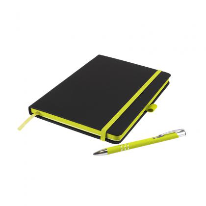 DeNiro Edge A5 Notebook and Pen Set in Lime