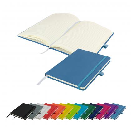 Watson A5 Budget Lined Soft Touch PU Notebooks in Blue