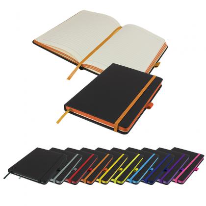 DeNiro Edge A5 Lined Soft Touch PU Notebook in Orange