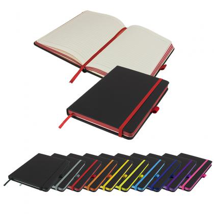 DeNiro Edge A5 Lined Soft Touch PU Notebook in Red