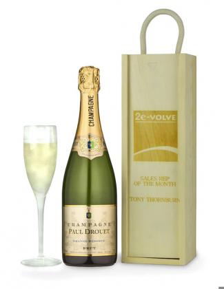 Personalised Wooden Gift Box with Champagne
