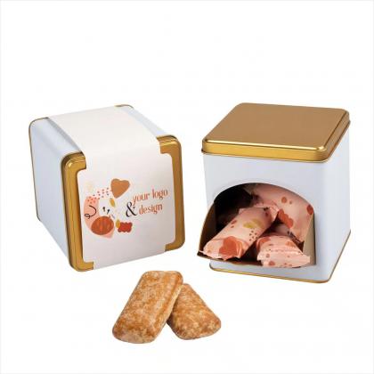 GINGERBREAD WITH LOGO IN A METAL BOX