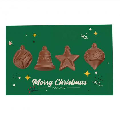 SET OF CHOCOLATES CHRISTMAS CARD WITH BAUBLES