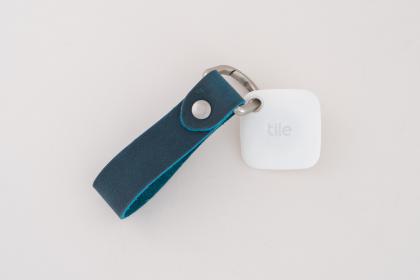 Tile Mate + Full Grain Leather Key Fob