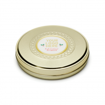 Winter Collection - Shallow Gold Treat Tin - Belgian Chocolate Cookies