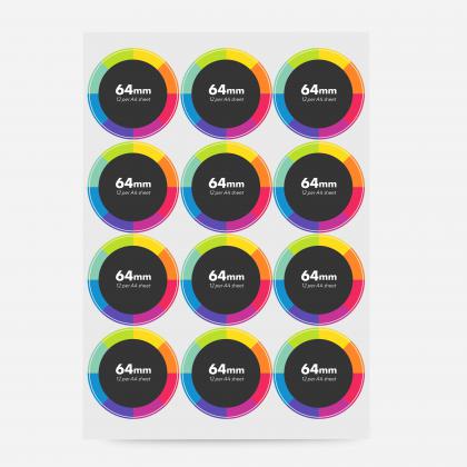 Paper Sticker - 64mm diameter - 12 to sheet