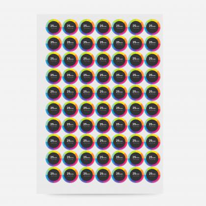 Paper Sticker - 25mm diameter - 70 to sheet