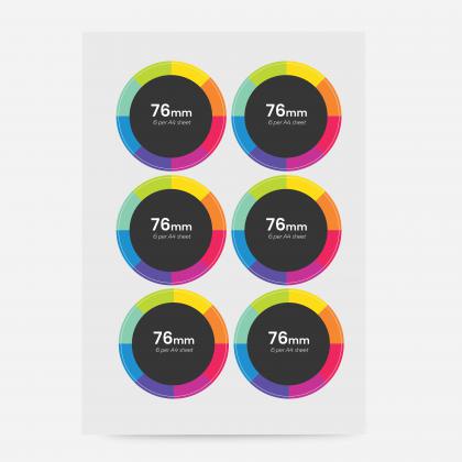 Paper Sticker - 76mm diameter - 6 to sheet