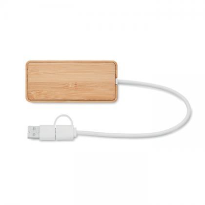 Hubbam - Bamboo Usb 3 Ports Hub