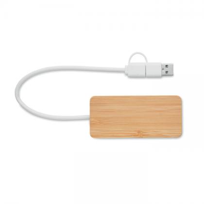 Hubbam - Bamboo Usb 3 Ports Hub