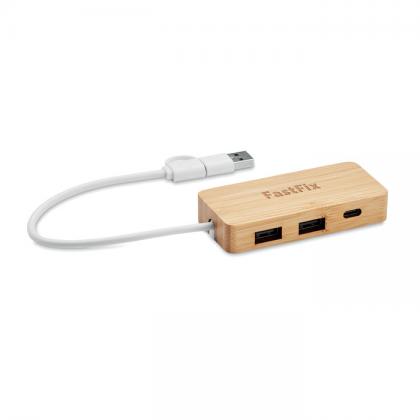 Hubbam - Bamboo Usb 3 Ports Hub