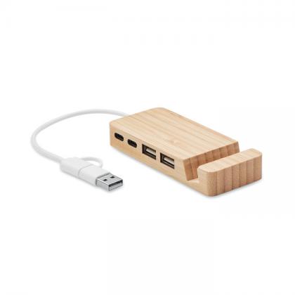 Hubstand - Bamboo Usb 4 Ports Hub
