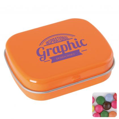 Flat hinged tin with choco's