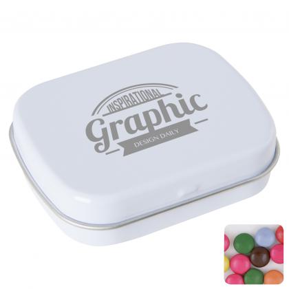 Flat hinged tin with choco's