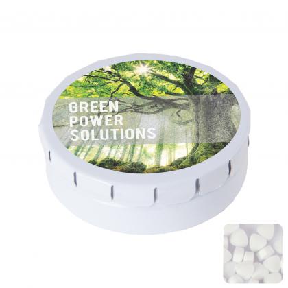 Round click tin with sugar free mints