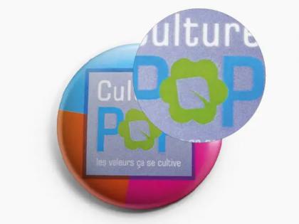 Selective metallic printing Badge