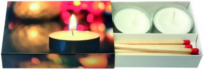 Matchbox with tea lights 107x63x20 mm Content approx. 5 long sticks + 2 tea lights 14gr