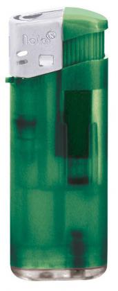 Nola 4 midi  PIEZO lighter green refillable body frosty green, cap silver, pusher frosty green
