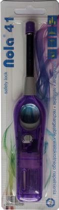 Nola 41 long lighter,refillable, HC assorted Blister NOLA,Pusher grey,torch black 9cm