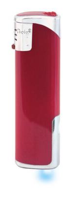 Nola 12 PIEZO lighter HC red  LED refillable body HC red, cap chrome, pusher chrome red
