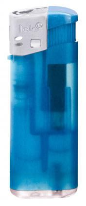 Nola 4 midi  PIEZO lighter blue refillable body frosty blue, cap silver, pusher frosty blue