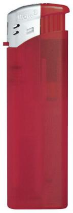 Nola 9 PIEZO lighter red refillable body frosty red, cap silver, pusher HC red