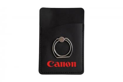 ELEGANCE Adhesive Phone Wallet with Metal Ring Stand