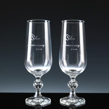 Pair of Claudia Crystal Silver Anniversary