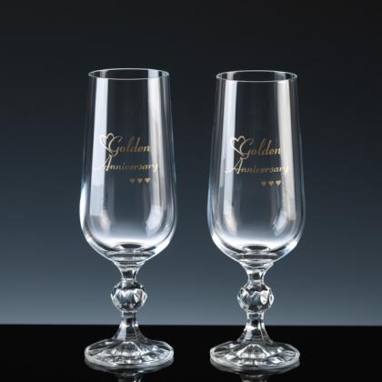Pair of Claudia Crystal Golden Anniversary