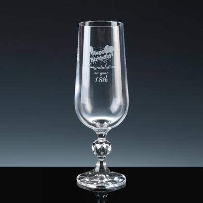 Claudia Crystal Glass Flute Happy Birthday