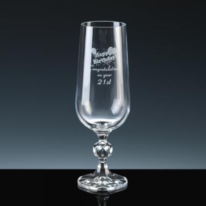 Claudia Crystal Glass Flute Happy Birthday 21