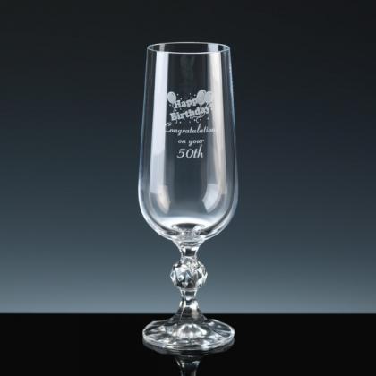 Claudia Crystal Glass Flute Happy Birthday 50