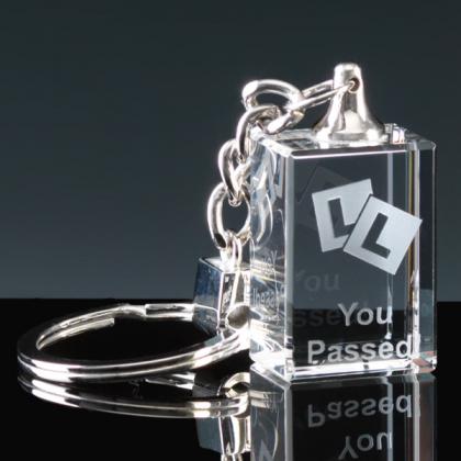 K9 Optical Crystal Rectangular Keyring